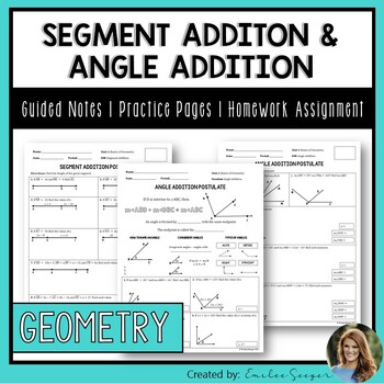 Preview of Segment Addition & Angle Addition - Guided Notes | Practice Worksheet | Homework