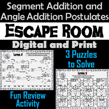 Preview of Segment and Angle Addition Postulates Activity: Escape Room Geometry Game