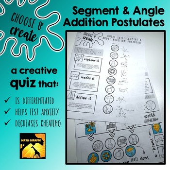 Preview of Segment & Angle Addition Postulate Quiz / Practice Activity: "Choose & Create"