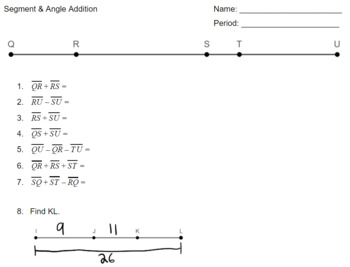 Segment Angle Addition Practice by Jordan Rodriguez TPT