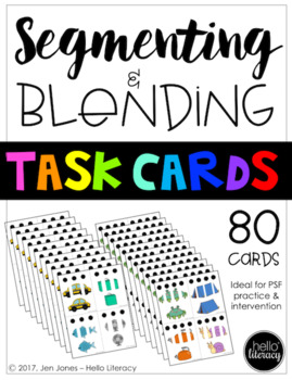 Preview of Segmenting & Blending Task Cards (3 & 4 Phonemes)