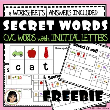 Preview of Segmenting and Blending CVC Secret Words - Beginning Sound worksheets