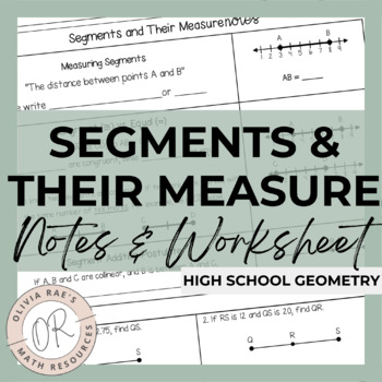 Preview of Segments and Their Measure Notes and Worksheet