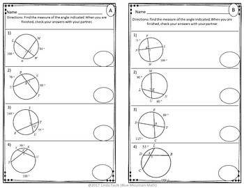 Segments in Circles Partner Practice by Blue Mountain Math | TpT