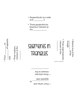 Segments in Triangles Foldable by Mrs E Teaches Math | TpT