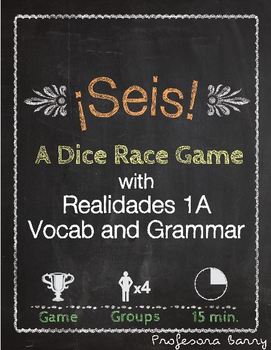 Preview of Seis: A Dice Race Game to Review Realidades / Auténtico 1A (Spanish 1)