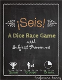 Seis: a dice race game reviewing subject pronouns (Spanish 1)