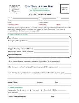 Preview of Seizure Information Form