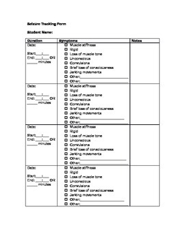 Preview of Seizure Tracking Form: Special Education Document