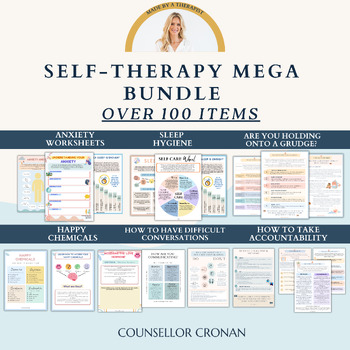 Preview of Sel-therapy Bundle. Self-care Copping strategies for life skills. CBT. Anxiety