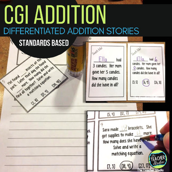 Preview of CGI Addition Word Problems for Grades 1-3: Select-a-size Addition Story Problems