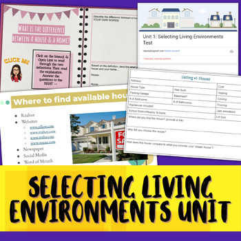 Preview of Selecting Living Environments Unit | Housing & Interior Design | FACS/FCS