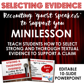 Preview of Selecting Strong & Thorough Textual Evidence Minilesson for Writing Workshop