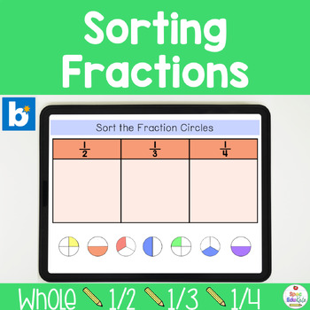 Preview of Selecting and Sorting Fractions: Whole, Halves, Thirds and Quarters Boom™ Cards