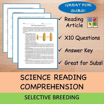 Preview of Selective Breeding - Reading Passage and x 10 Questions (EDITABLE)