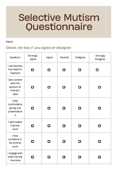 Preview of Selective Mutism Questionnaire