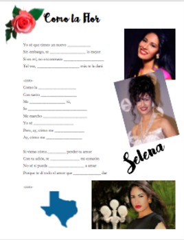 Selena Como La Flor White Heart Song Lyric Print - Song Lyric Designs