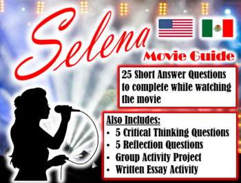 Preview of Selena Movie Guide (1997) - Movie Questions with Extra Activities