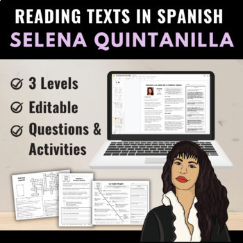 Preview of Selena Quintanilla Reading Passages and Activities in Spanish