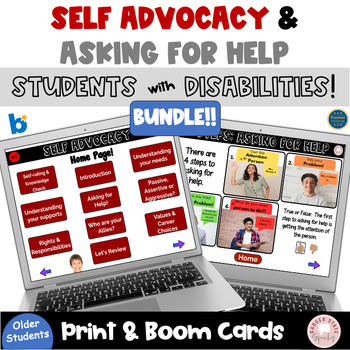 Preview of Self Advocacy Asking for Help Boom Cards and PDF Bundle