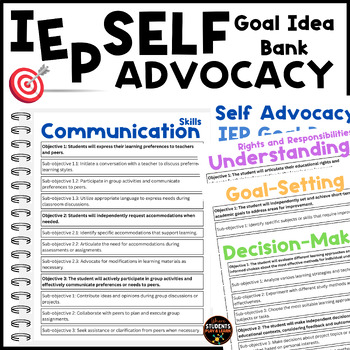 Preview of Self Advocacy IEP Goal Idea Bank