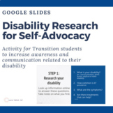 Self-Advocacy: My Disability Research Project for Transition