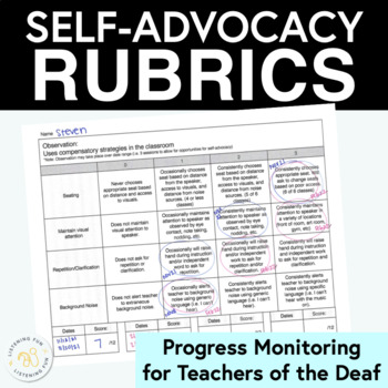 Preview of Self-Advocacy Rubrics | Progress Monitoring for Teachers of the Deaf