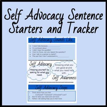 Self Advocacy Sentence Starters Tracker By Ms Kad Tpt
