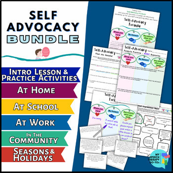 Preview of Self-Advocacy Skills BUNDLE | Social Problem Solving Worksheets & Scenario Cards