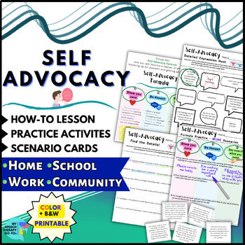 Preview of Self-Advocacy Life Skills Worksheet Activities &Social Problem Solving Scenarios