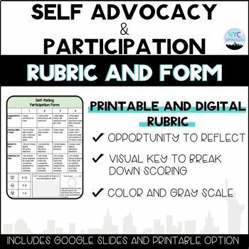 Preview of Self Advocacy and Participation Rubric and Form