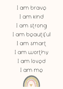 Self Affirmation Poster | Printable | Rainbow Design | TPT