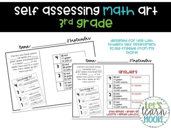 Preview of Self Assessing Monthly Math Art - 3rd grade