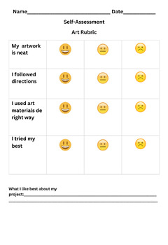 Preview of Self Assessment Art Rubric