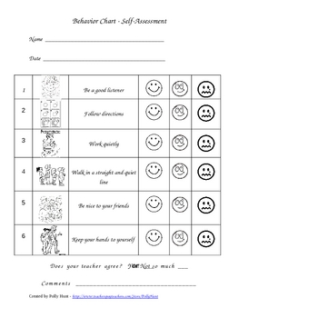 Self-Assessment Behavior Charts by Polly Hunt | Teachers Pay Teachers