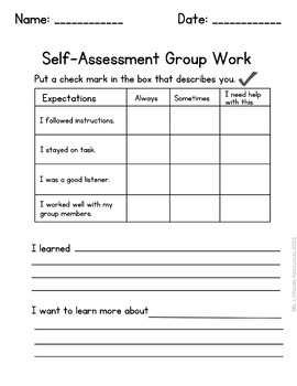 Preview of Self-Assessment Group Work