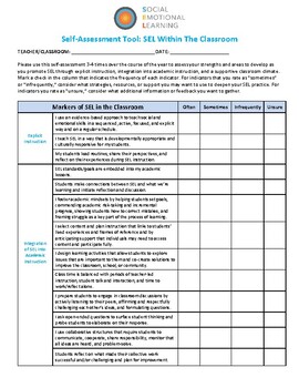 Preview of Self Assessment Tool of SEL Within The Classroom