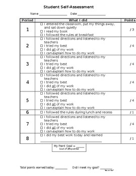 Preview of Self-Assessment for Students w/ Behavioral Challenges