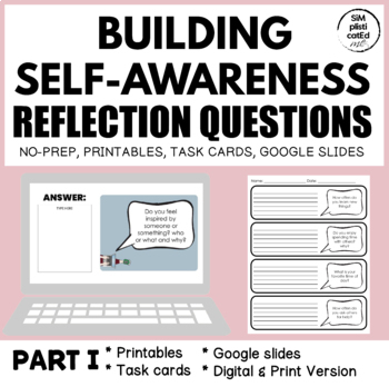 Preview of Self-Awareness Activities | Reflection Questions | Emotional Intelligence PART 1