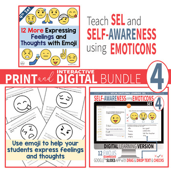 Preview of Self-Awareness & SEL using Emoticons Print & Interactive Digital Bundle Set 4