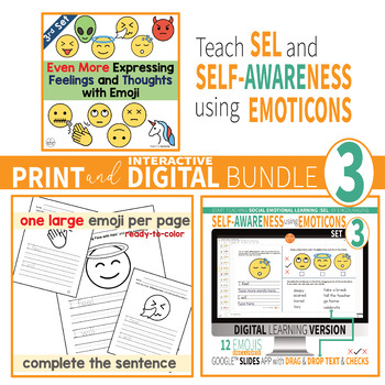Preview of Self-Awareness using Emoji - Even Feelings Print & Interactive Digital - Set 3
