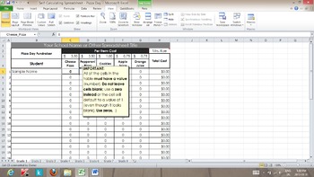Preview of Self-Calculating Excel Spreadsheet - Pizza Day Fundraiser