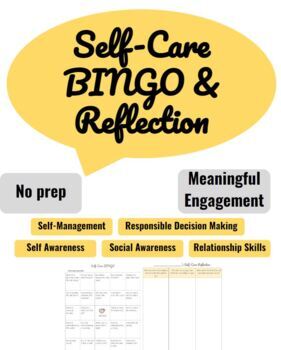 Preview of Self-Care BINGO Game & Reflection Activity Printable