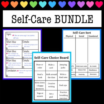 Self-Care BUNDLE - Word Sort, Brain Break, & Writing Prompt | TPT