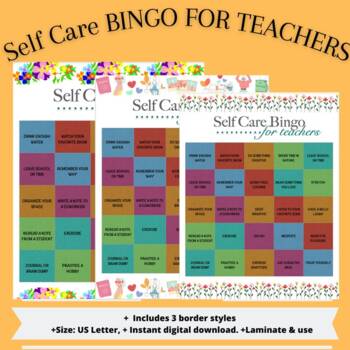 Preview of Self Care Bingo for Teachers | Selfcare Bingo | Wellness Activities for Teachers