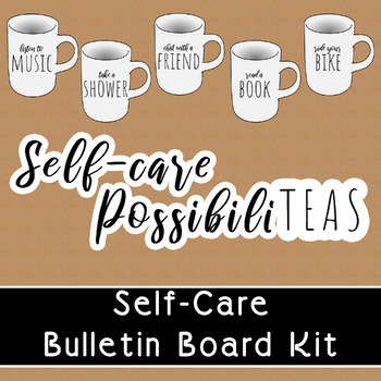 Preview of Self Care Bulletin Board Kit | PossibiliTEAS Farmhouse Ceramics Theme