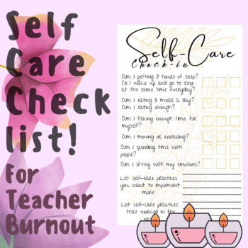 Preview of Self-Care, Burnout Emotions Check-in: Taking Time For Yourself In The Classroom