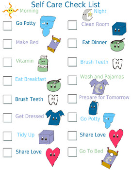 Preview of Self Care Check List with Color