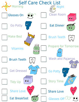 Preview of Self Care Check List with Color With Glasses