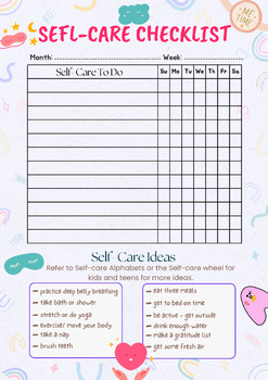 Preview of Self Care Checklist, Self-Care Planner Selfcare Journal Tracker Wellness Planner
